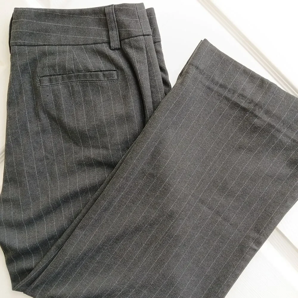 Karen Kane Black Pinstripe Slacks 14 self hemmed 27" inseam short warm comfy - Picture 11 of 13
